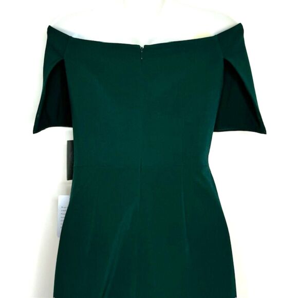 VINCE CAMUTO GREEN OFF THE SHOULDER BODY CON RUCHED DRESS SIZE 6 NWT $148 - Picture 9 of 16